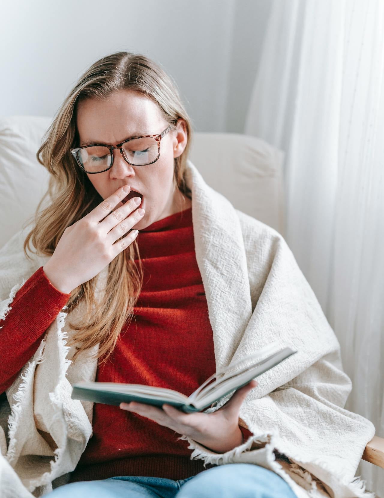 Mature woman yawning