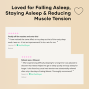Reboot reviews - loved for falling asleep, staying asleep, and reducing muscle tension