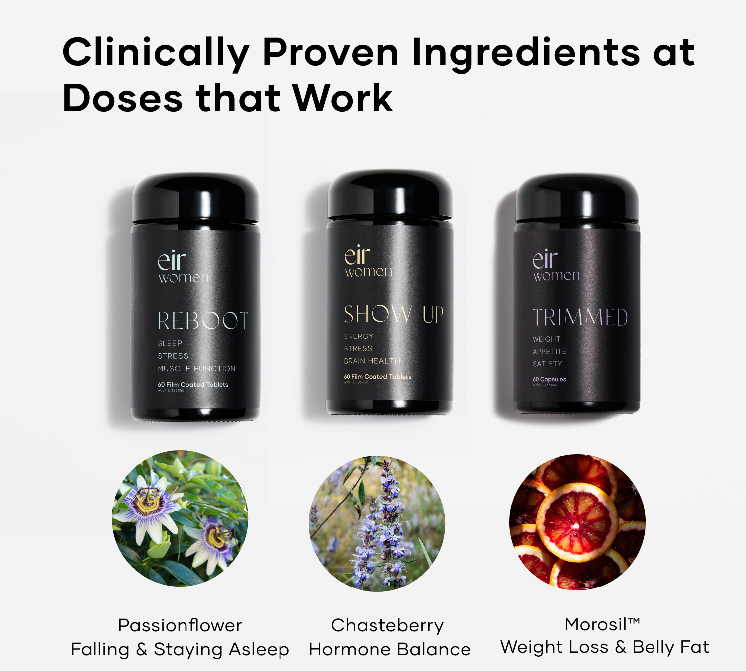 Transformation Trio - Reboot - Trimmed - Show Up - Eir Women - Supplements - Perimenopause Relief