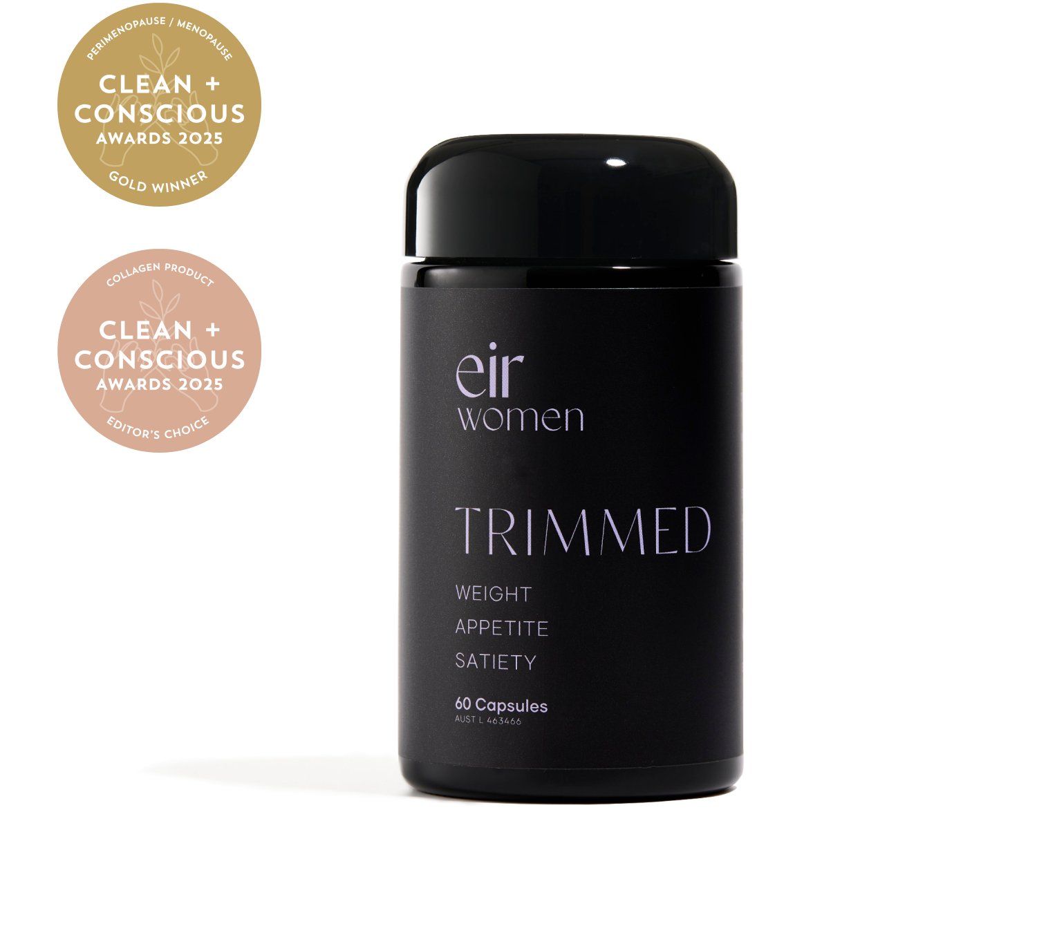 Trimmed Eir Women Weight-Loss Supplement - Appetite Suppressant, Weight Loss, Fat Loss, Hormone Support. Clean + Conscious Awards 2025. Menopause and Perimenopause Gold Winner