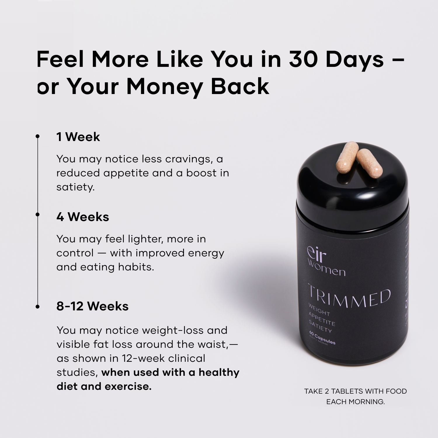 Trimmed supplement - feel more like you in 30 days or your money back